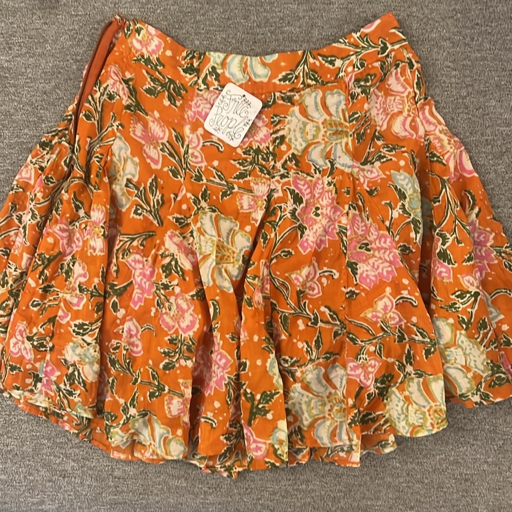 Free people orange mini skirt
